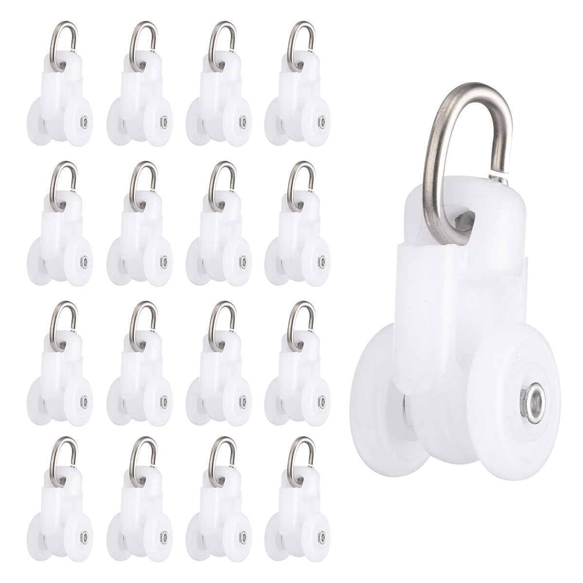uxcell 50Pcs Curtain Track Rollers Curtain Rail Pulleys Runners Plastic Ceiling Gliders with Dual Wheel Roller for Window Tracks Carrier Accessories (Black)