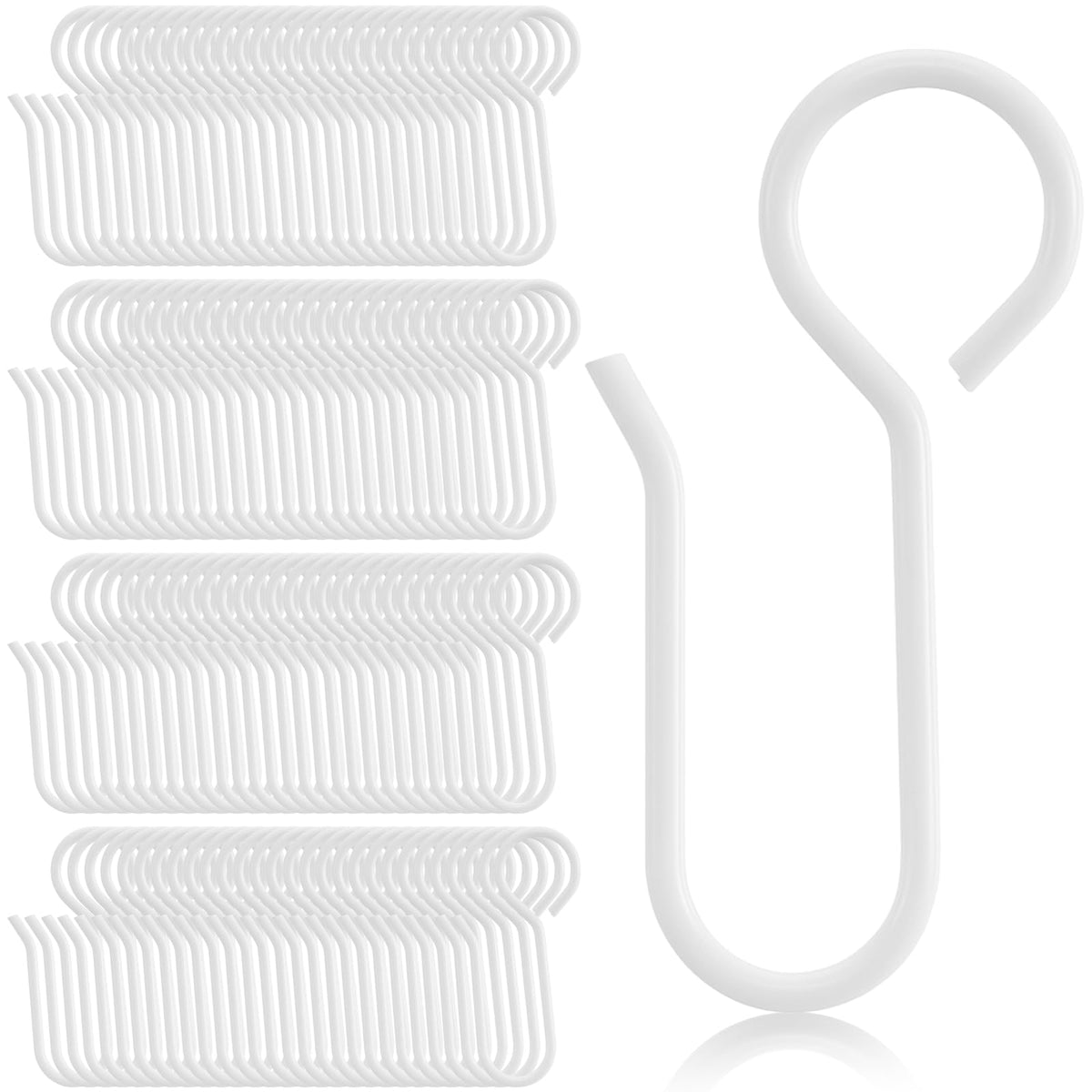 Jetec 60 Pcs Metal Curtain Track Hooks S Shaped for Drape, Silver