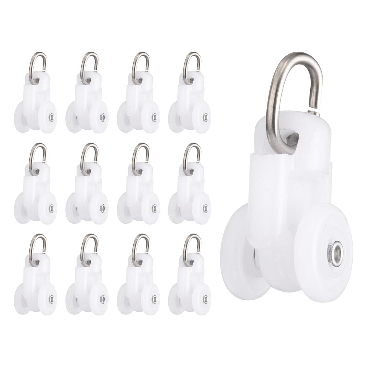 uxcell 30Pcs Curtain Track Rollers Curtain Rail Pulleys Runners Plastic Ceiling Gliders with Dual Wheel Roller for Window Tracks Carrier Accessories (Black)