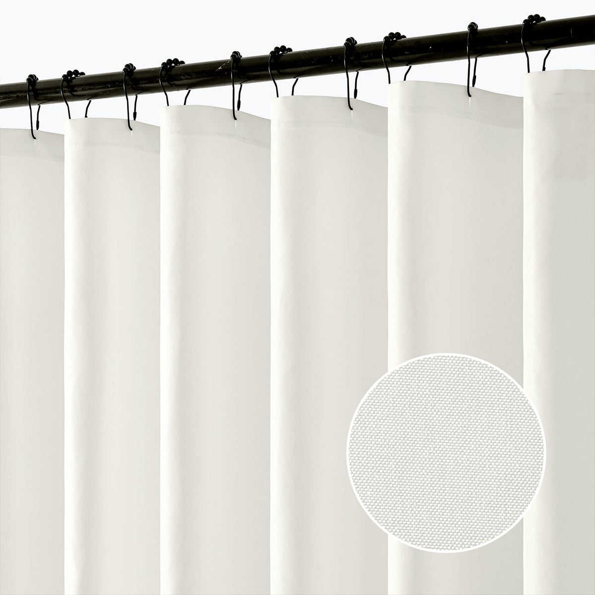 ANRODUO Cream Beige Linen Textured Fabric Shower Curtain Set - W72xL72