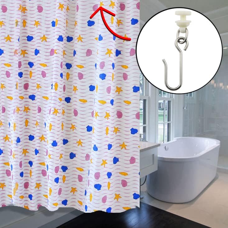 JianLing 30 Pieces Stainless Steel Hooks and 30 Pieces Curtain Track Glider Rail Curtain Hook Rollers for Tracks and Rails