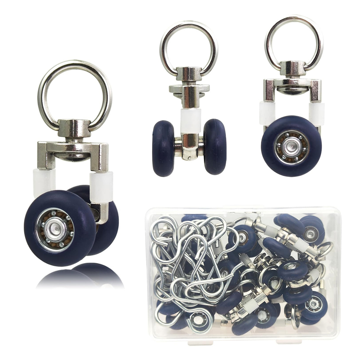 TSBS 15 Pack Ceiling Curtain Rollers, Sliding Track Gliders with Mute Wheel, Ideal for Ceiling, Wall, Room Divider, RV