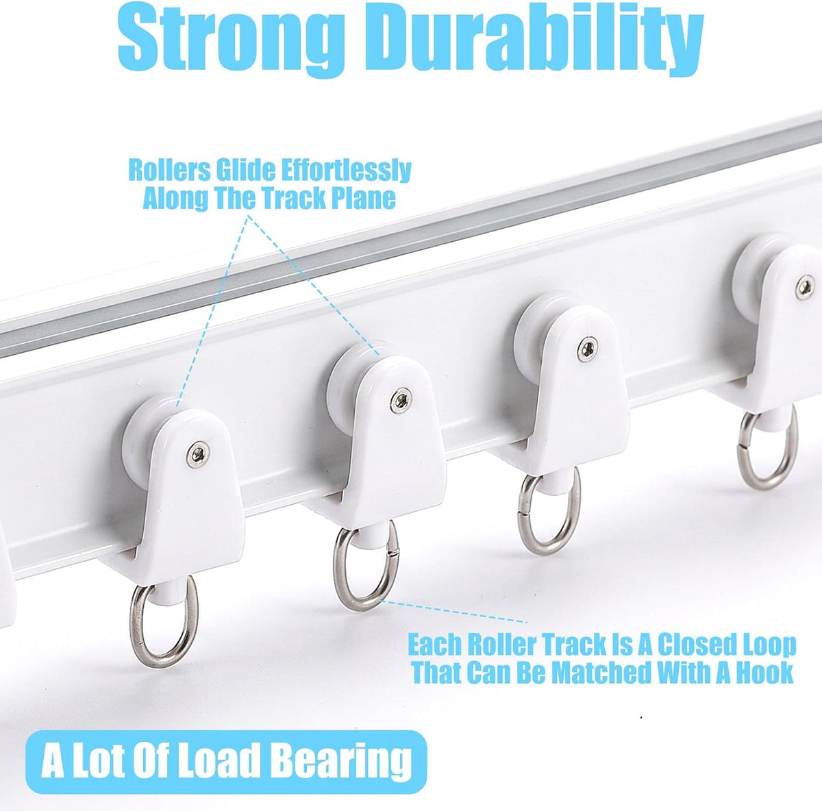 Xindojuz 60 PCS Curtain Track Hooks and Rollers Sets
