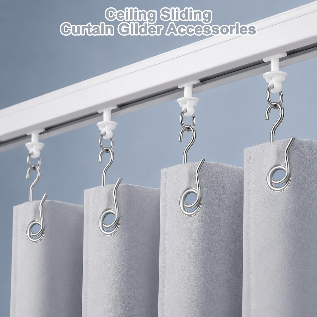 Jeffdad 120 Pcs Curtain Track Gliders Hooks, Shower Curtain Tracks Hooks