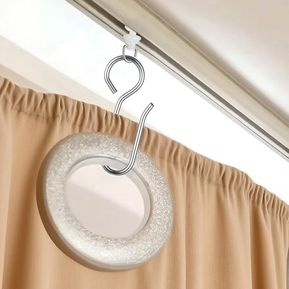100 Pcs Curtain Track Gliders Hooks 50 Plastic Curtain Tracks Glider and 50 Metal Hook Ceiling Sliding Curtains Tracks Hook for Straight Curved Track Glider Carriers Hooks Rail Runner