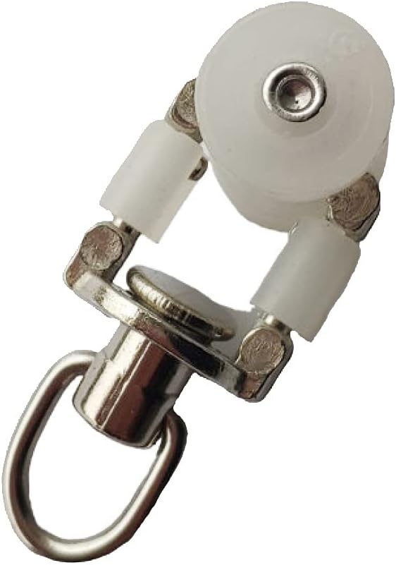 20 Pieces Rotatable Alloy Curtain Track Rollers with Plastic Twin Wheeled Drapery Rail Sliding Glider Curtain Track Rail Rollers for Windows Shower Curtain Tracks, 10mm Wheel Diameter