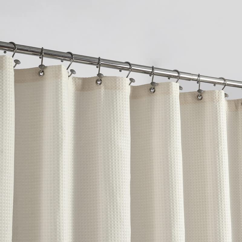 Barossa Design Waffle Weave Short Shower Curtain Fabric 66" Length, White