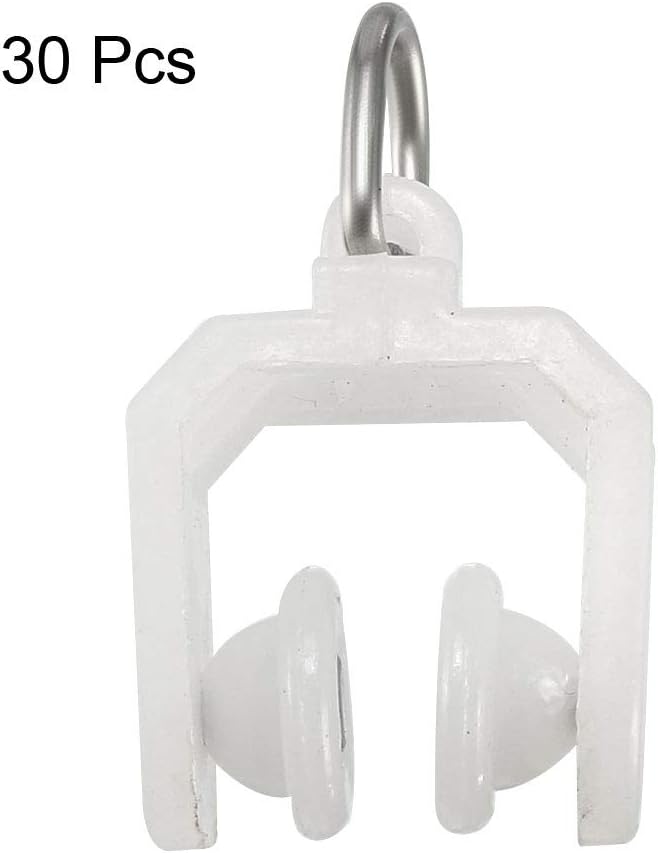 uxcell Curtain Track Plastic Twin Wheeled Carriers Drapery Rail Sliding Glider for Window Shower Curtain Tracks 9mm Dia 30 Pcs