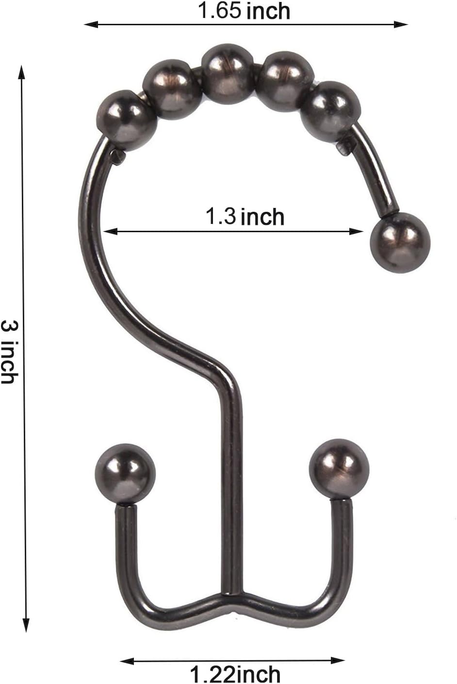Double Glide Roller Shower Curtain Hooks, Oil Rubbed Bronze,12PCS