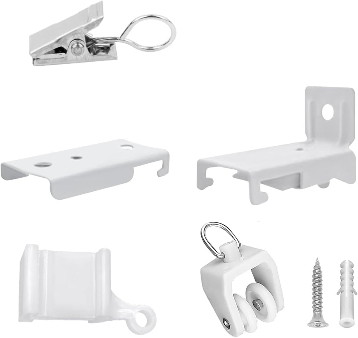 Curtain Track Rollers, 30 Pack Curtain Track Gliders Plastic Twin Wheeled Carriers Drapery Rail Sliding Glider for Windows Shower Rv Curtain Tracks, White