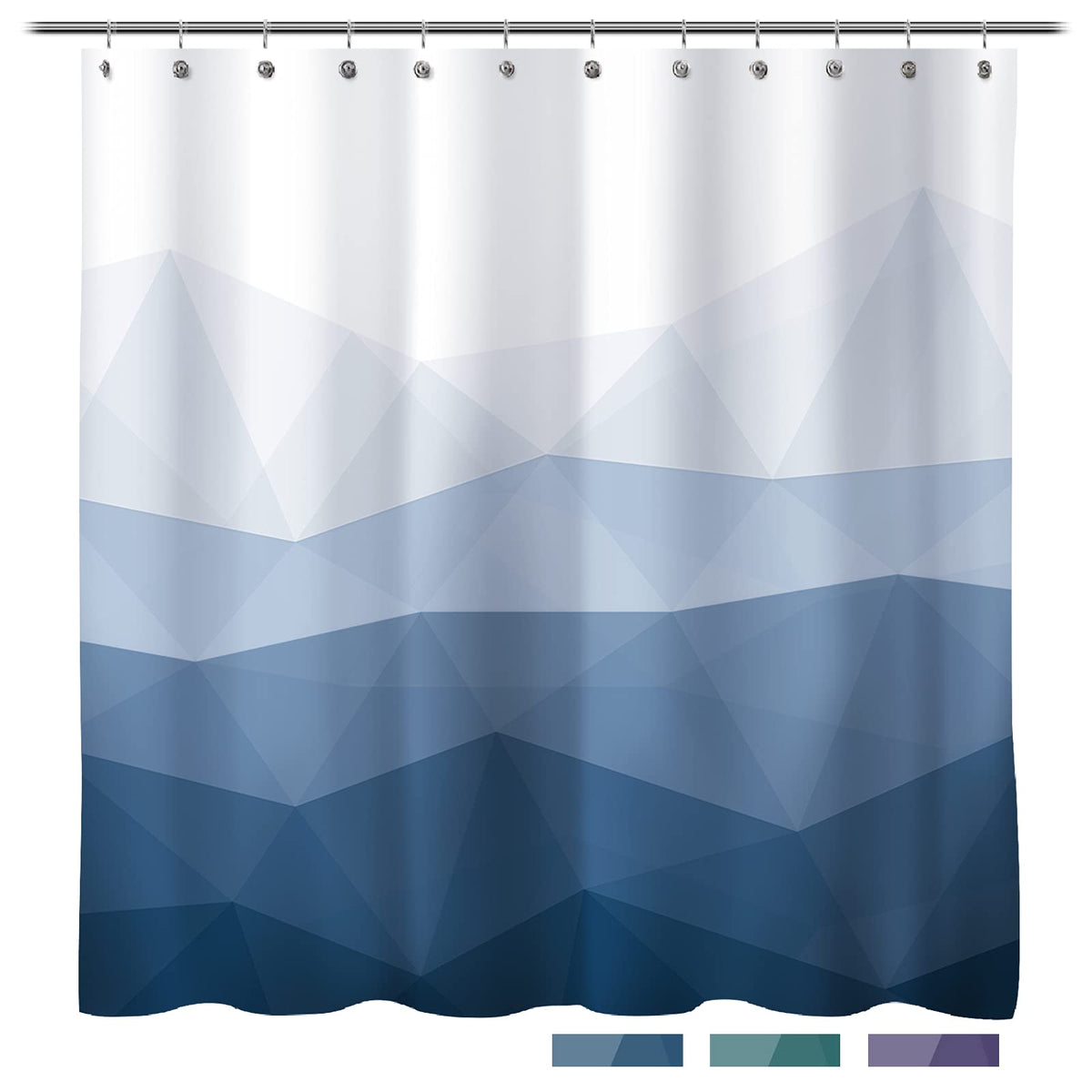 Sunlit Designer Popular Shower Curtain, Ombre Blue Fabric Contemporary Shower Curtains for Bathroom Décor