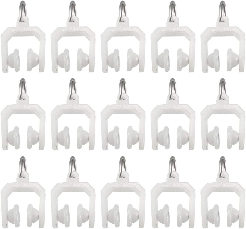 uxcell Curtain Track Plastic Twin Wheeled Carriers Drapery Rail Sliding Glider for Window Shower Curtain Tracks 9mm Dia 30 Pcs