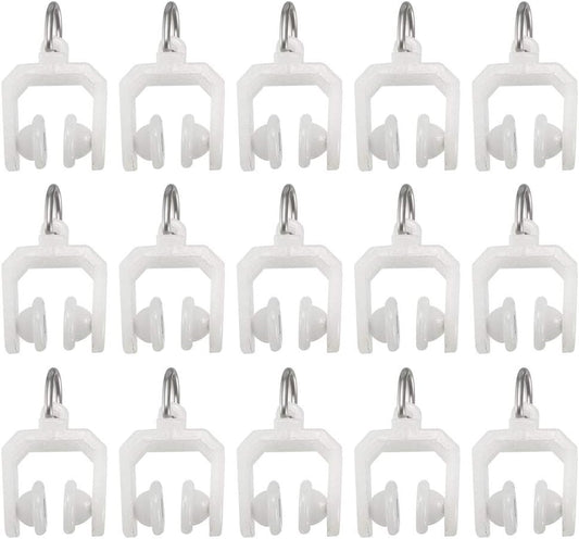 uxcell Curtain Track Plastic Twin Wheeled Carriers Drapery Rail Sliding Glider for Window Shower Curtain Tracks 9mm Dia 30 Pcs