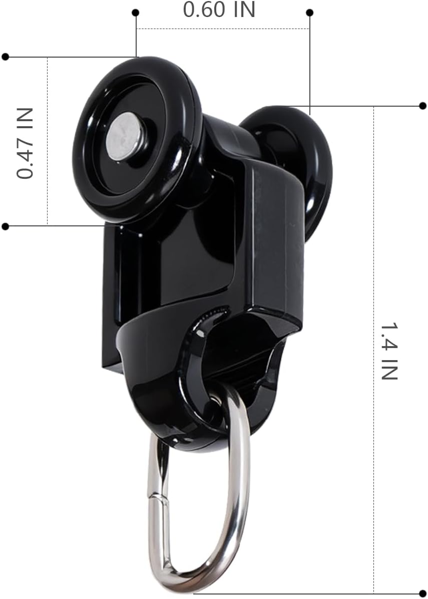 20Pcs Curtain Track Rollers Hooks, Plastic Mute Wheel Rollers, Black