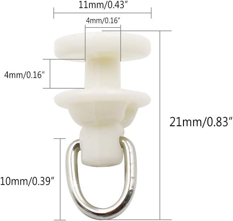 Luomorgo Plastic Curtain Track Carrier Slide Roller 11x21mm/ 0.43x0.83 inch Dia White 50 Pcs