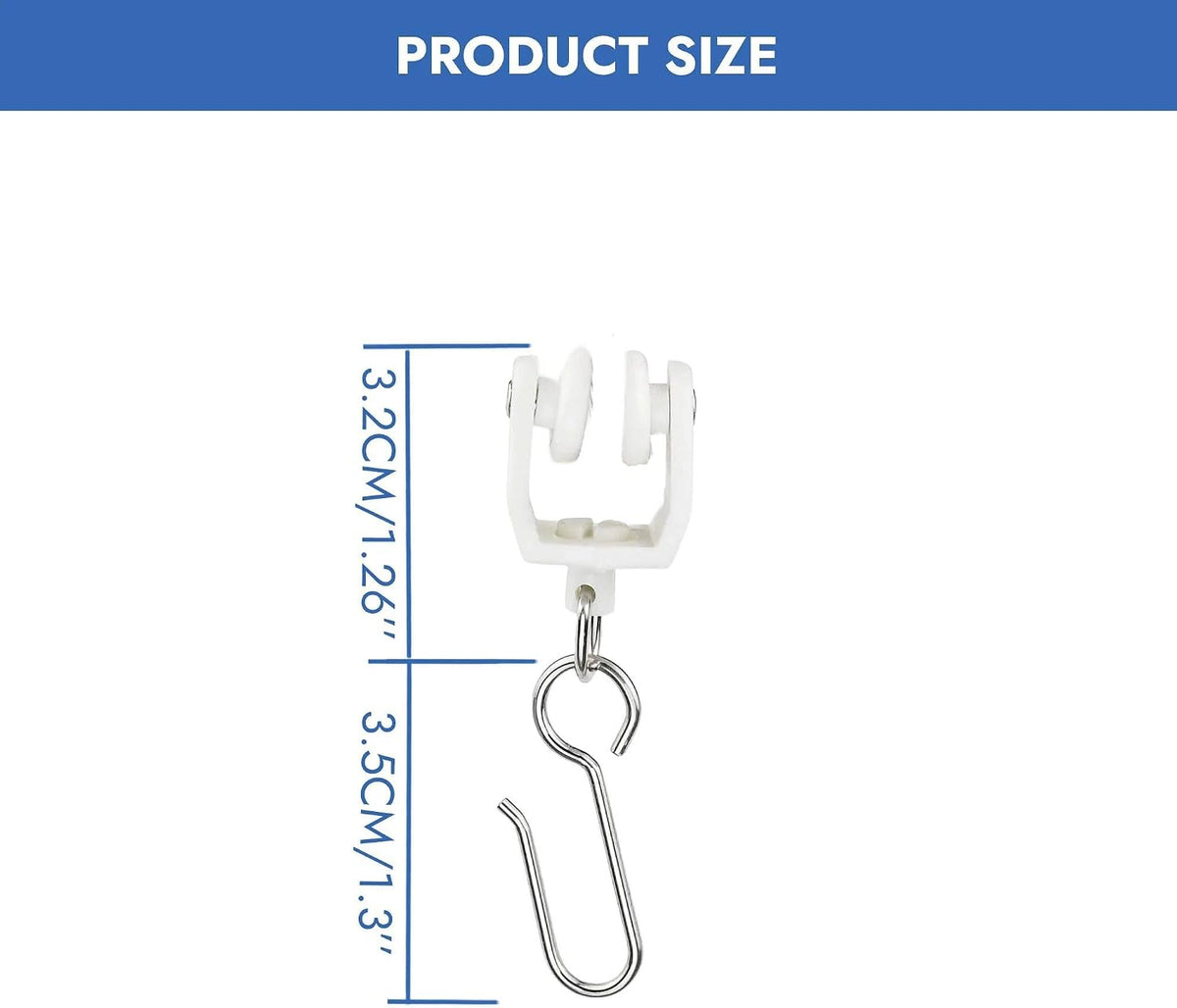 25 Set Ceiling Curtain Track Roller Hooks, Heavy Duty Stainless Steel Gliders for Room Divider, Shower & Flexible Track Systems – Smooth Sliding, Quiet & Easy Install – White