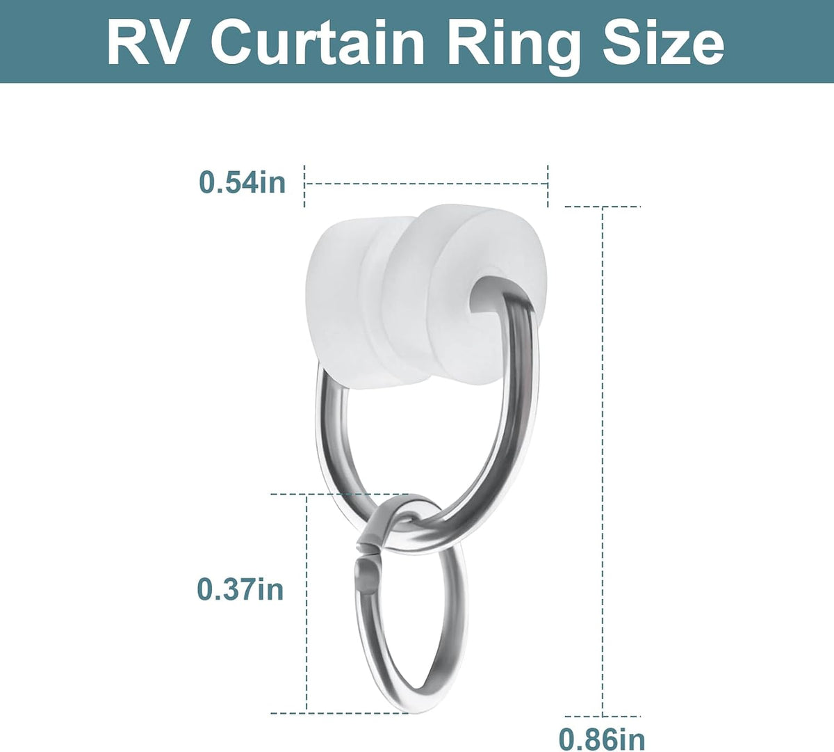 RV Curtain Carrier Rings for RecPro, for I Beam Track Curtain Rod, Nylon Wheels with Metal Ring - 20 Pcs
