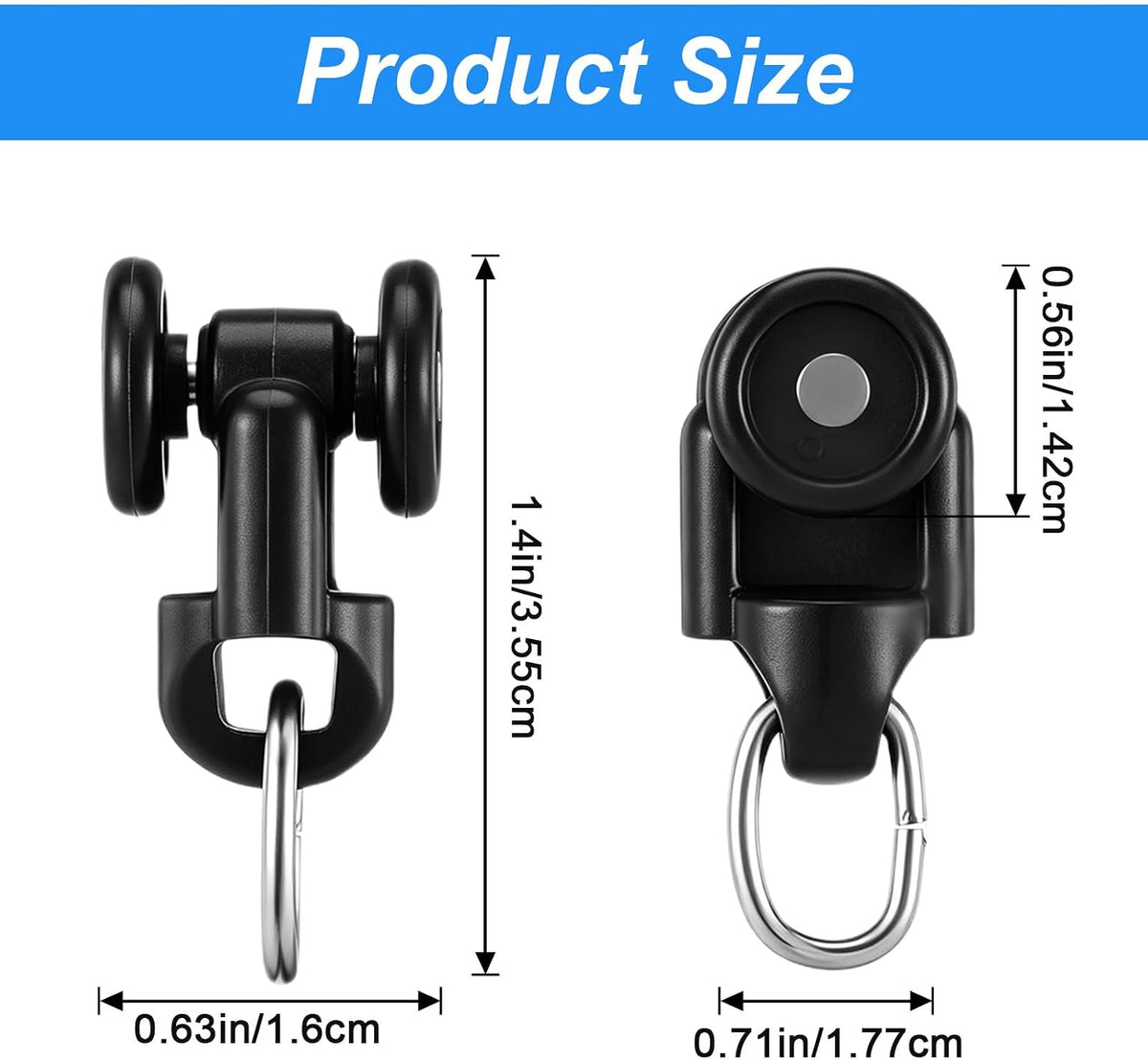 20 Pcs Curtain Track Rollers, Curtain Track Gliders, Black
