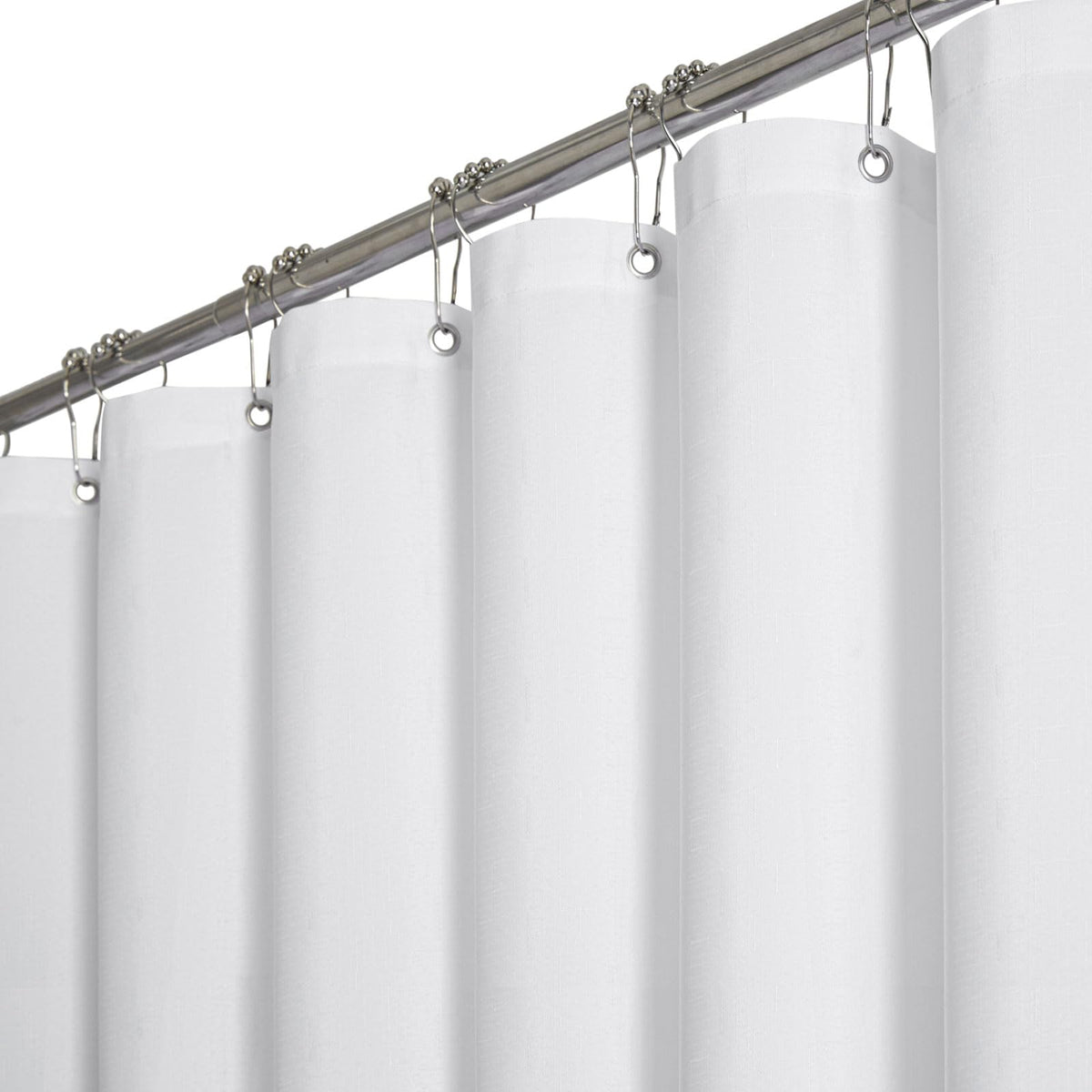 BTTN Grey Linen Textured Waterproof Fabric Shower Curtain Set, 72x72, Gray