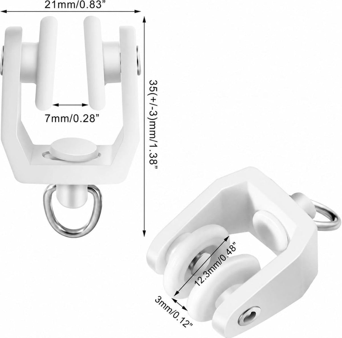 Jetec 50 Pcs Curtain Track Rollers Bulk, Flexible Bendable, White