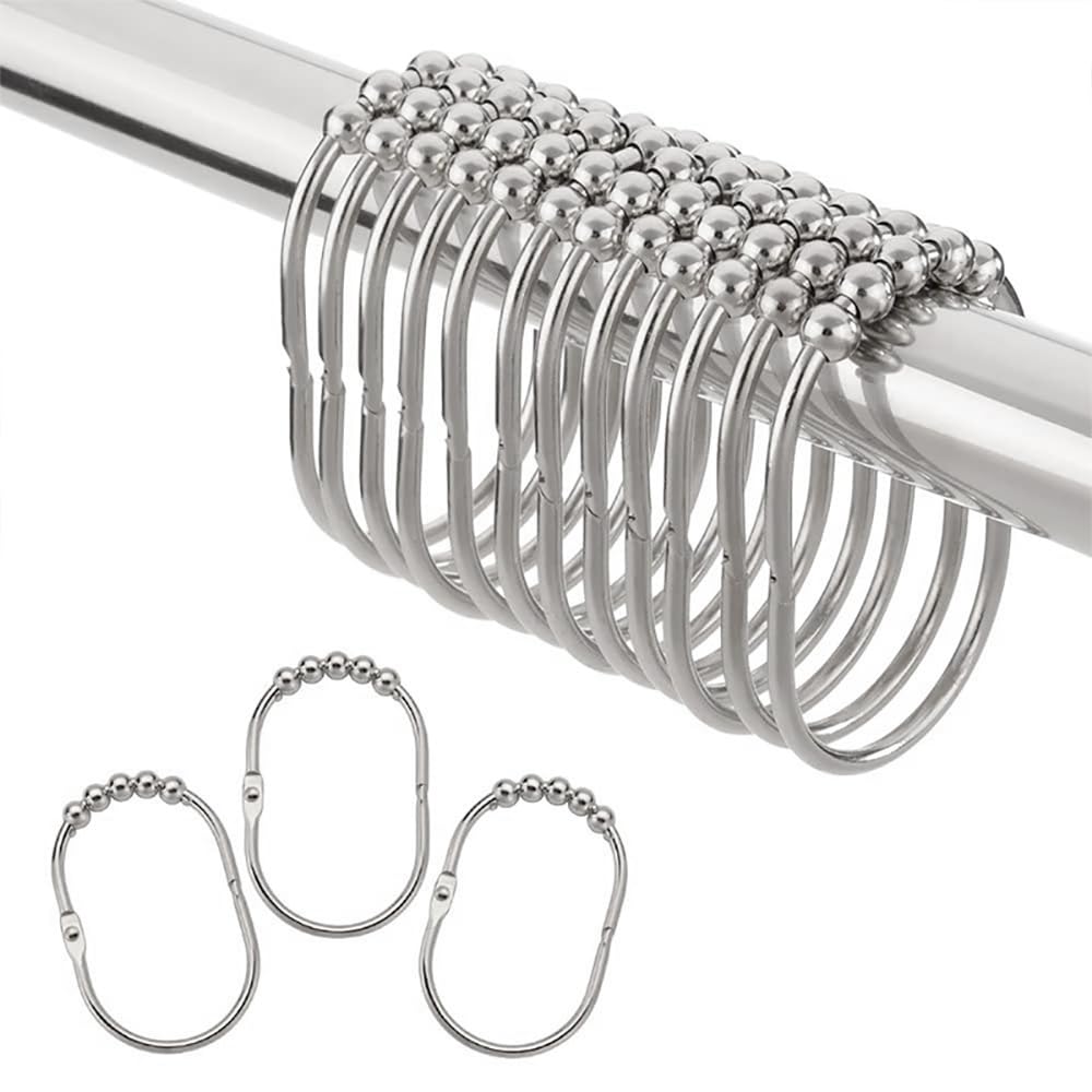 Double Glide Roller Shower Curtain Hooks, Oil Rubbed Bronze,12PCS