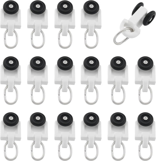 50PCS Curtain Black Roller Hooks Track Glider Hooks Silent Glider Roller Ballerised Window Shower Curtain Track Ceiling Glider