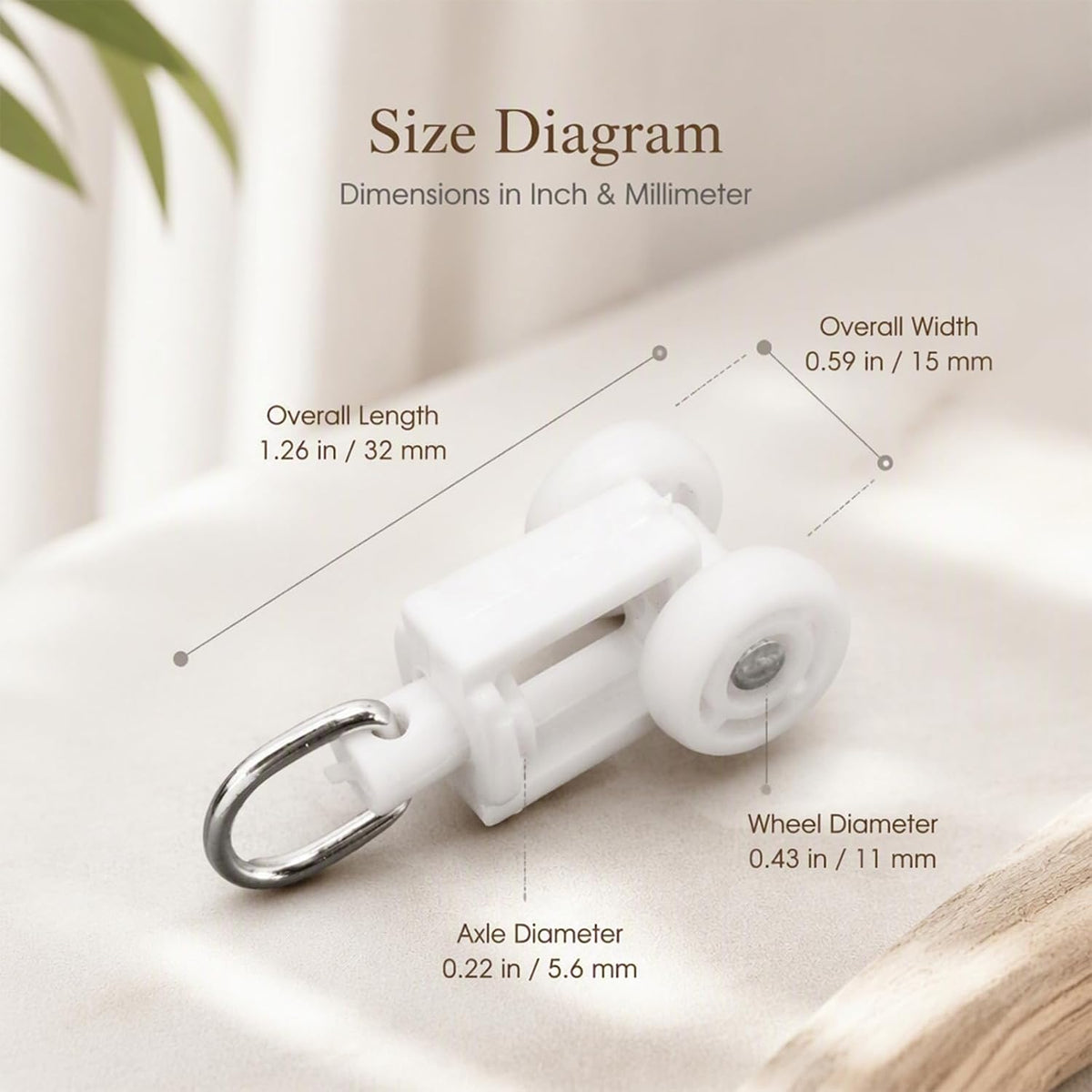 10 Pcs Ceiling Curtain Track Rollers Mute Glider Hooks for Sliding Rail