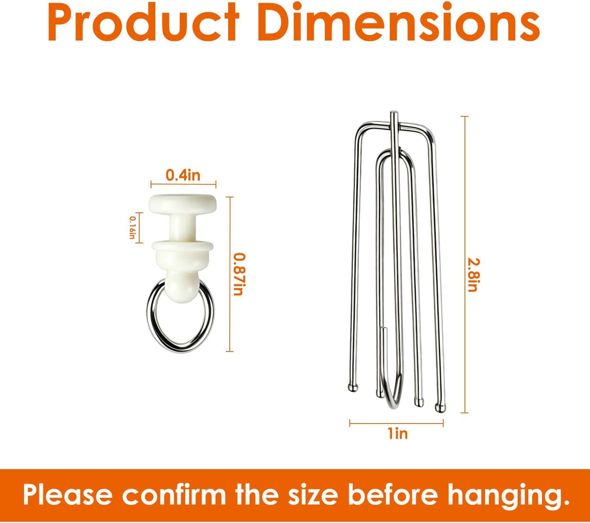 Diteje Curtain Glider Hook Set,50 Pack Rollers+50 Pack 4 Prongs Pinch Hooks