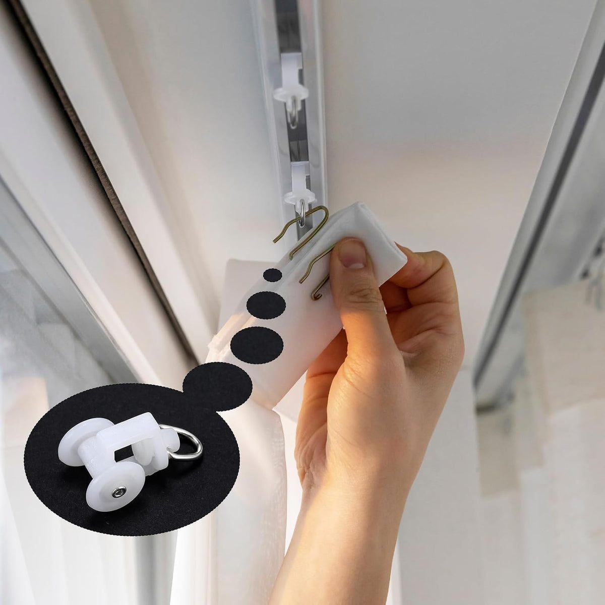 Barydat 100 Pcs Curtain Track Gliders Dual Wheel Plastic Mute Roller