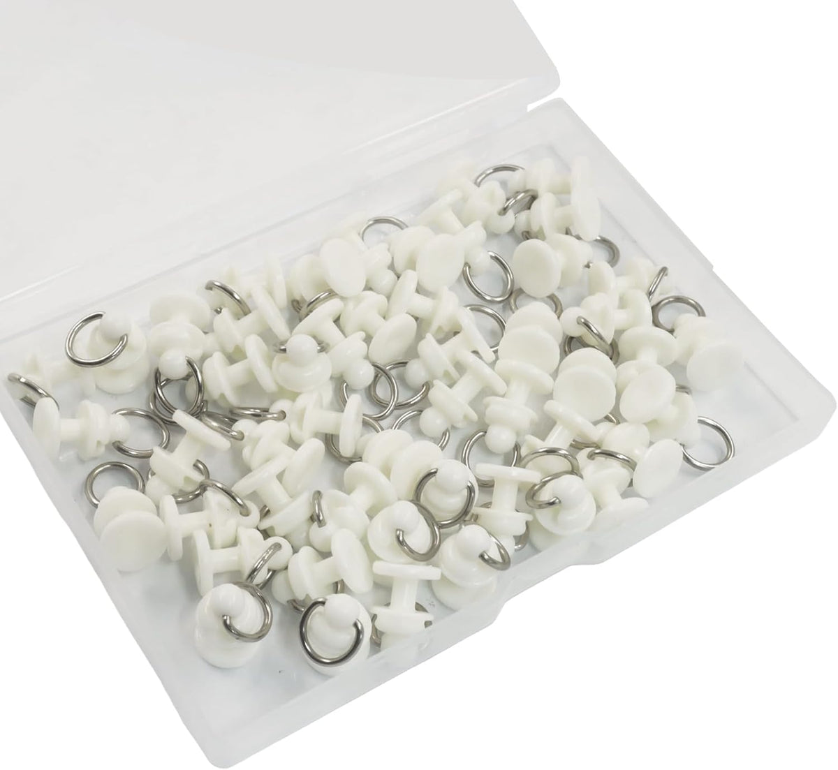 White Plastic Curtain Track Roller Hooks, 50 Pcs