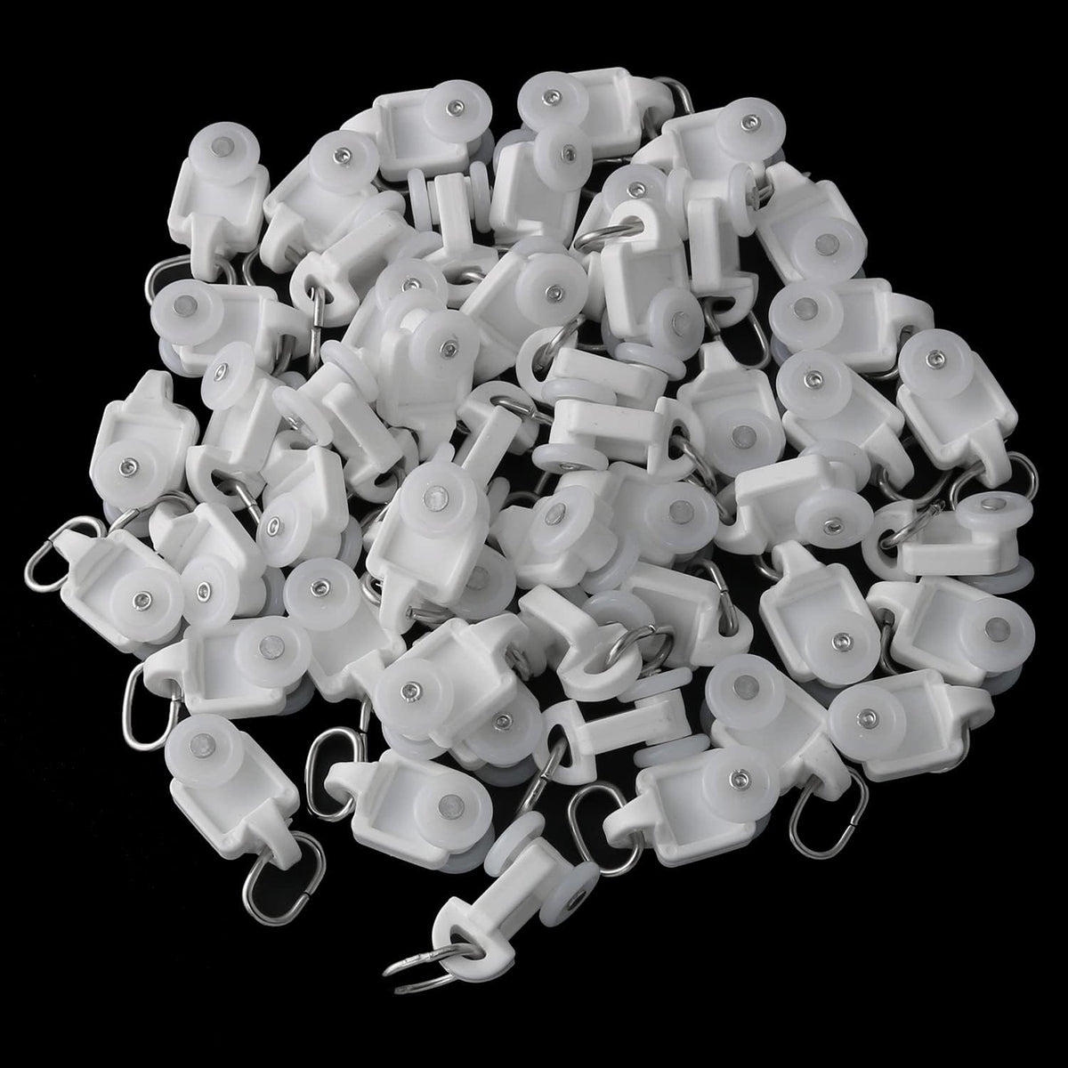 50PCS Curtain Glider Hooks, Track Rail Runner, Mute Wheel Rollers, Ball Pulley Windows Shower Curtain Tracks, Ceiling Glider