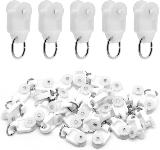 Surf turtle Curtain Glider Hooks 30 Pcs Mute Wheel Rollers Track Rail Runner,Ceiling Glider,Shower Curtain Tracks for Window Tracks Rail Rod Room Dividers