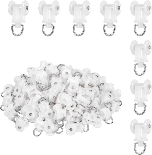100 Pcs Ceiling Curtain Track Gliders Mute Roller Hooks for Sliding Rail