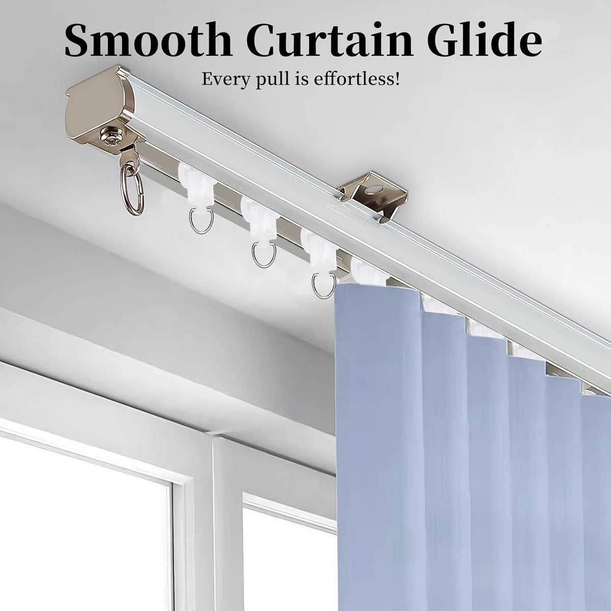 100 PCS Curtain Track Glider Rollers Plastic Track Rail Runners Mute Wheel Rollers Ceiling Glider for Living Room Bedroom Shower Privacy Rv Garage Room Divider