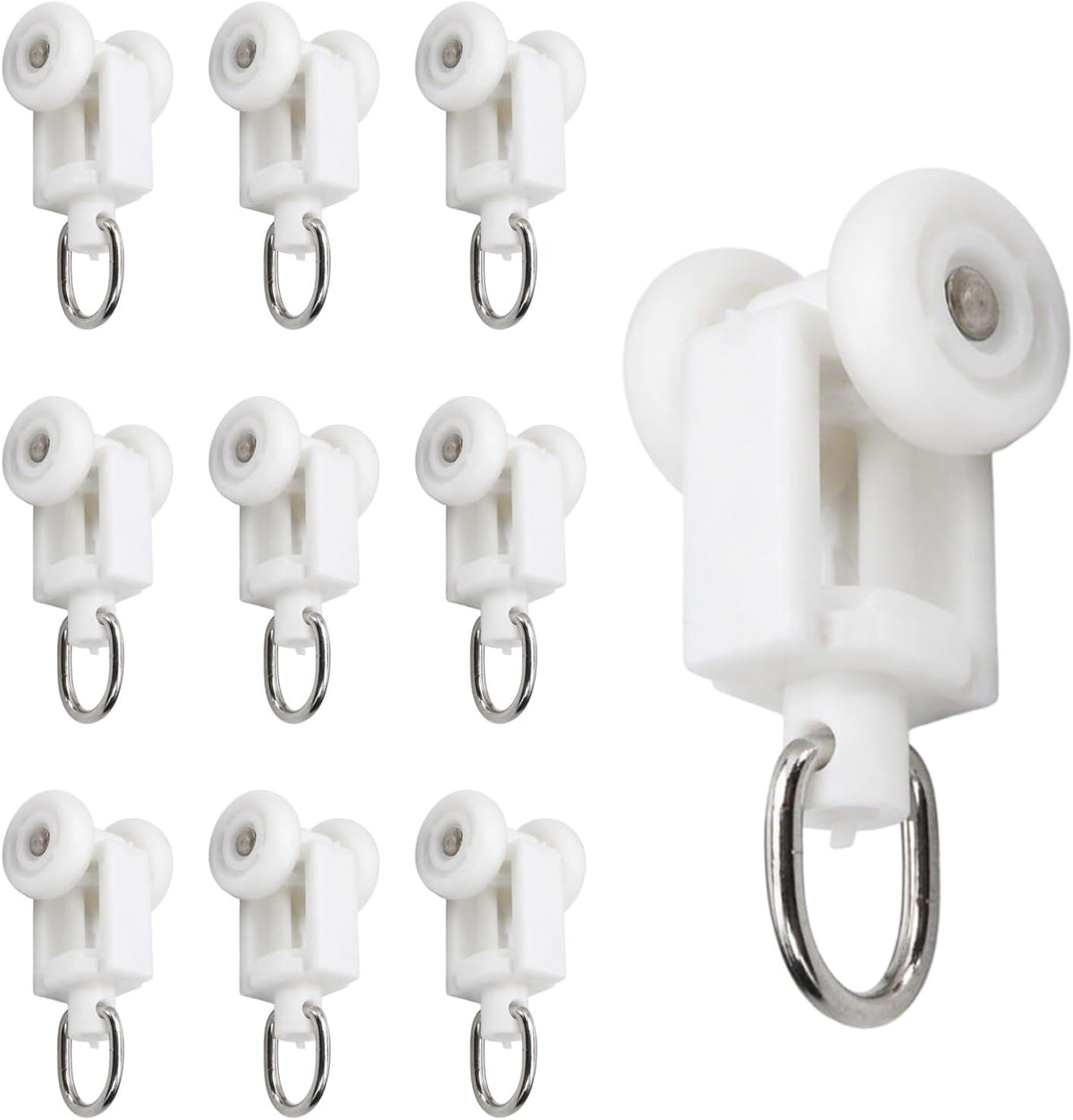 10 Pcs Ceiling Curtain Track Rollers Mute Glider Hooks for Sliding Rail