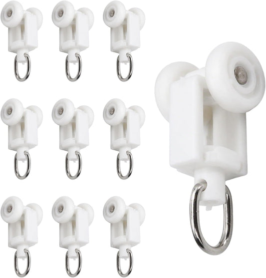 10 Pcs Ceiling Curtain Track Rollers Mute Glider Hooks for Sliding Rail