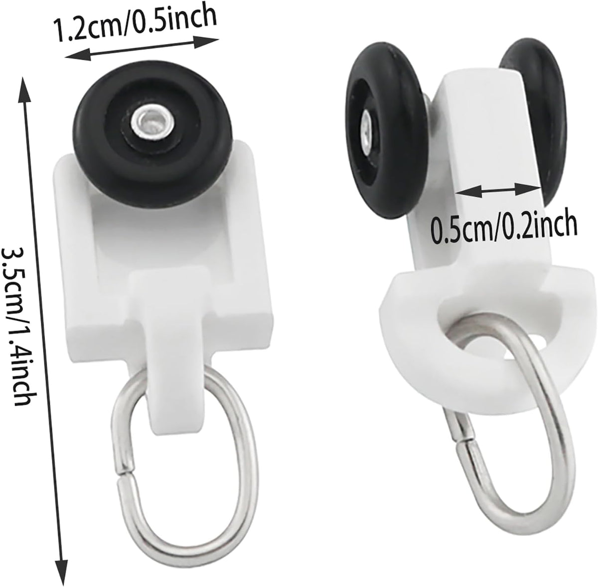 50PCS Curtain Black Roller Hooks Track Glider Hooks Silent Glider Roller Ballerised Window Shower Curtain Track Ceiling Glider