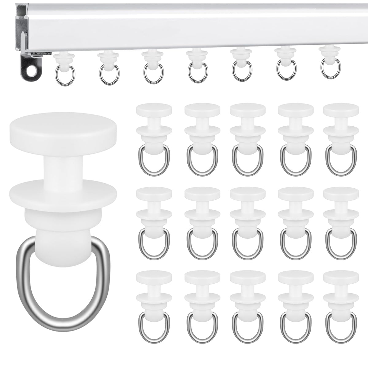 120 Pcs Shower Curtain Track Gliders & Curtain Hooks Set