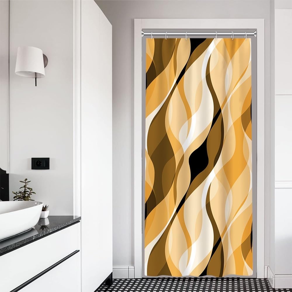 Brown Shower Curtain, Grey and Brown Striped Bathroom Decor 72x72