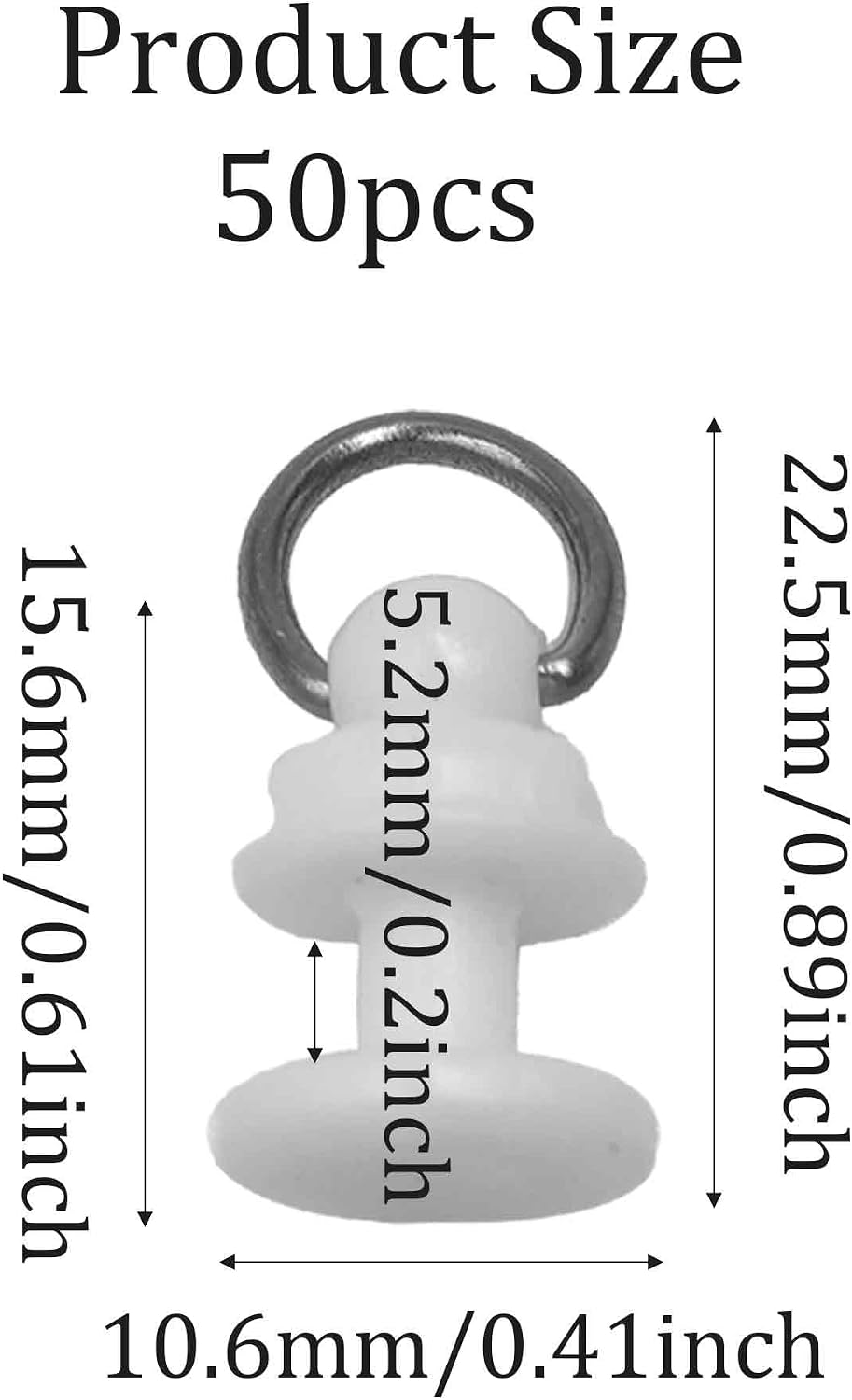 50PCS White Curtain Track Gliders, Plastic Sliding Hooks for Ceiling Mounted Rails, Smooth Rolling Accessories for Home RV Shower Dividers