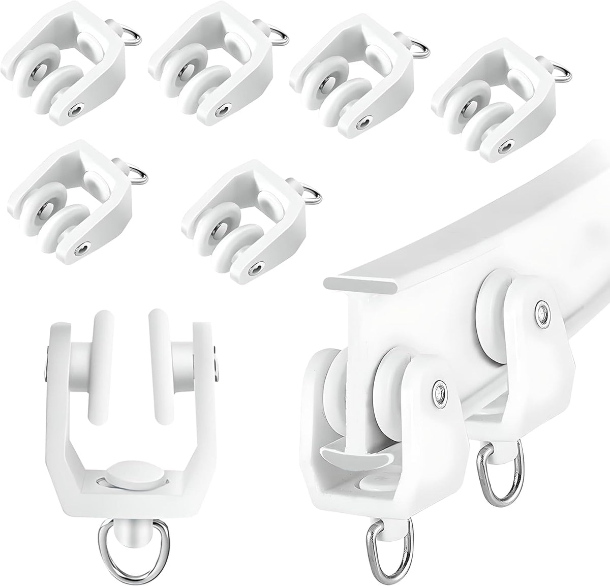 UrbanRed Curtain Track Rollers, 30 Pack Ceiling Curtain Rollers, White