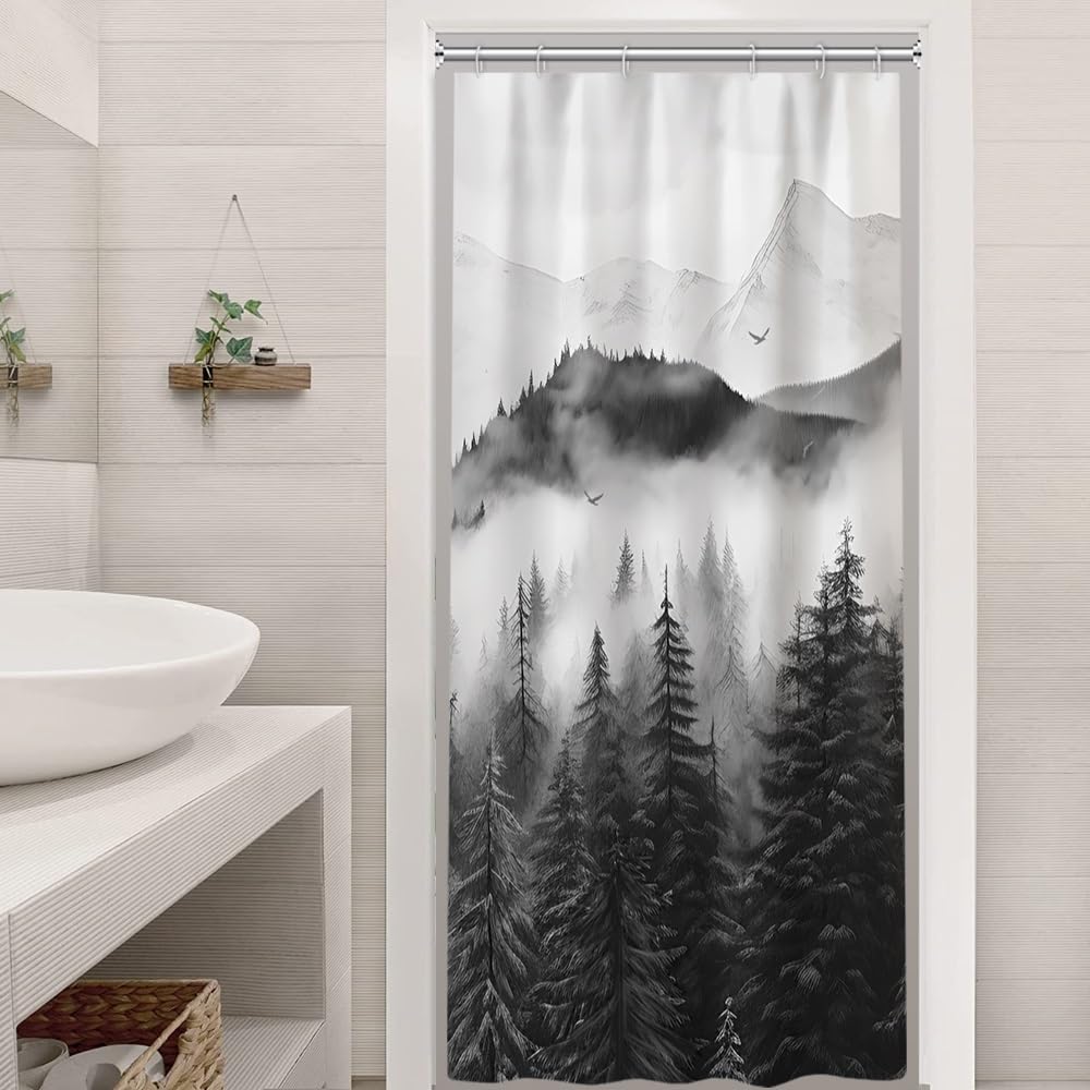 Navy Blue Forest Shower Curtain for Bathroom 72x72 Inch