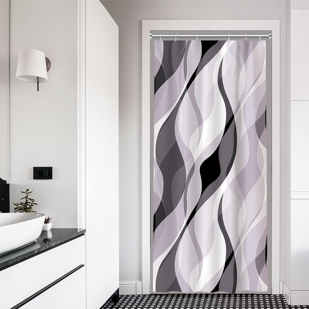 Brown Shower Curtain, Grey and Brown Striped Bathroom Decor 72x72