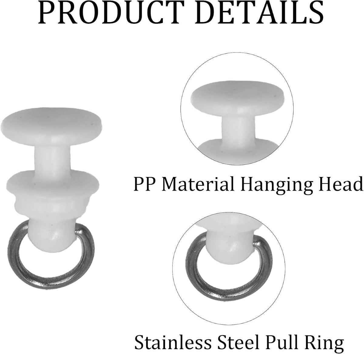 50PCS White Curtain Track Gliders, Plastic Sliding Hooks for Ceiling Mounted Rails, Smooth Rolling Accessories for Home RV Shower Dividers