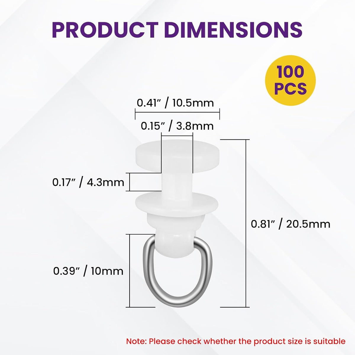 100Pcs Plastic Curtain Track Glider, Ceiling Sliding Curtain Track Hooks, Shower Curtain Pulley for Window Shower Curtain Tracks（White）