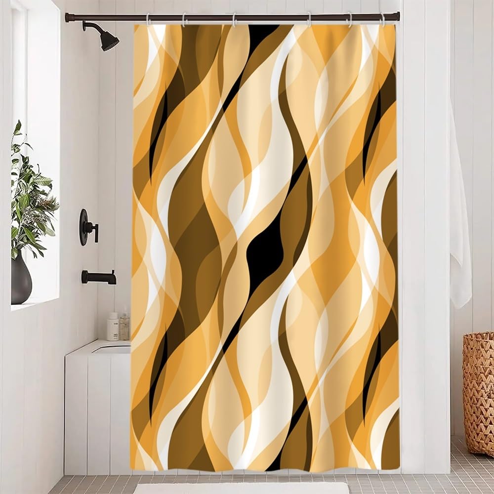 Brown Shower Curtain, Grey and Brown Striped Bathroom Decor 72x72
