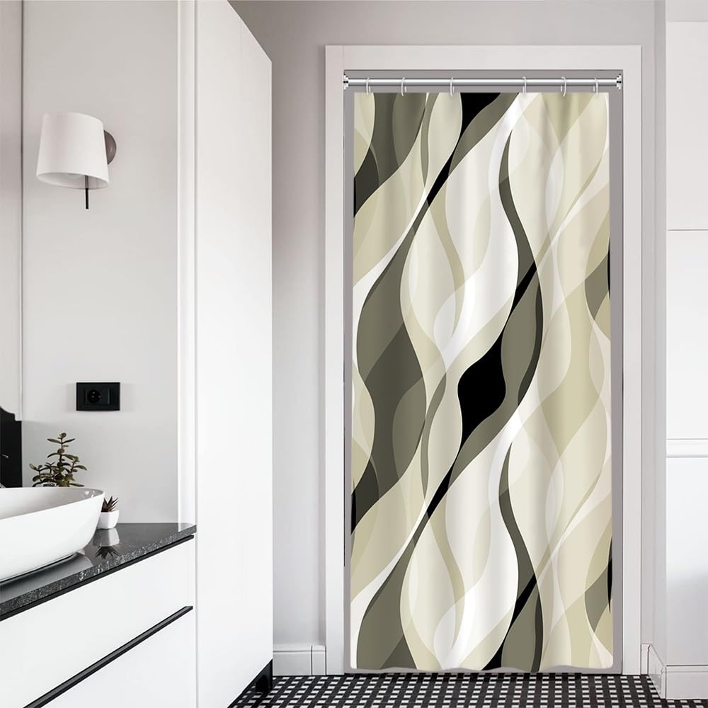 Brown Shower Curtain, Grey and Brown Striped Bathroom Decor 72x72