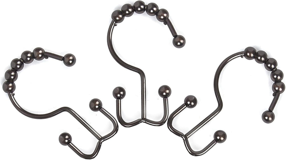 Double Glide Roller Shower Curtain Hooks, Oil Rubbed Bronze,12PCS