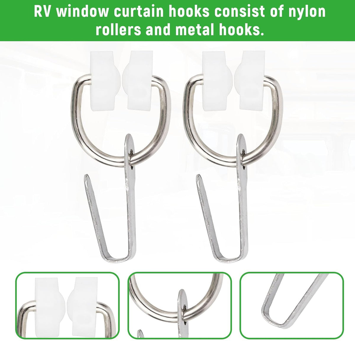 20pcs RV Curtain Carrier Hooks, Ceiling Metal Sliding Curtain Track Clips