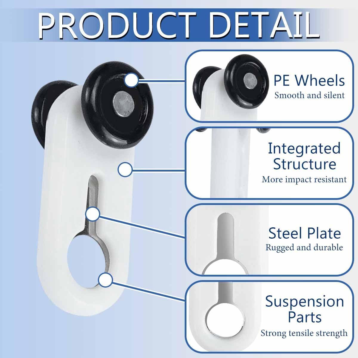 Curtain Track Rollers Mute Curtain Tracks Pulley Wheel Rollers Runners for Ceiling Wall Mount 50 Pieces